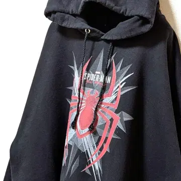 마블 스파이더맨 빅 로고 후드 맨투맨 블랙 블랙 구제 의류