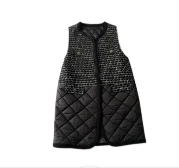 퀼팅과 트위드 베스트 충전솜 블랙