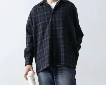 [새상품] FUJITO (후지토) 옴브레 셔츠 섀도우 체크 플란넬 셔츠