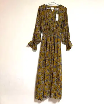 택 포함 새상품 9,900엔 프리즈마트 플라워 프린트 원피스 머스타드