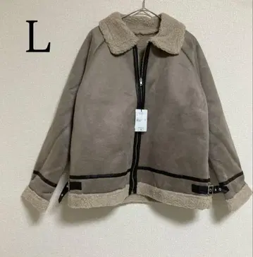 페이크 무스탕 자켓 긴팔 아우터 블루종 브라운 계열 보아 안감 XL