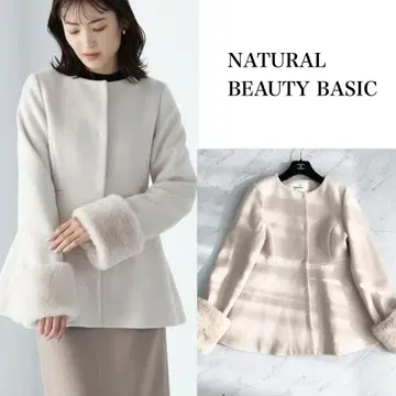 2024AW 인조 모피 슬리브 페플럼 코트 NNB 소매 퍼 M