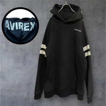 빅 사이즈 3XL 후드 로고 아비렉스 풀오버 후드티 블랙