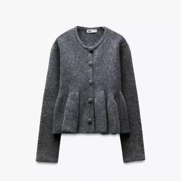 ZARA 니트 페플럼 가디건 그레이 상의
