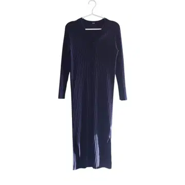 [실크 혼방] Mila Owen 리브 니트 롱 가디건/원피스 네이비