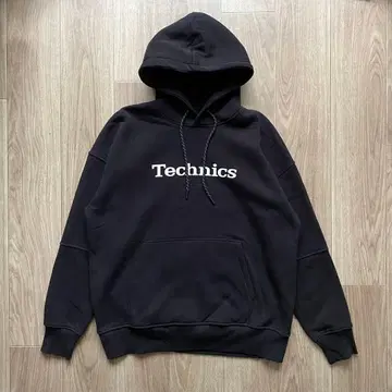 Technics ZARA 로고 후드티 블랙