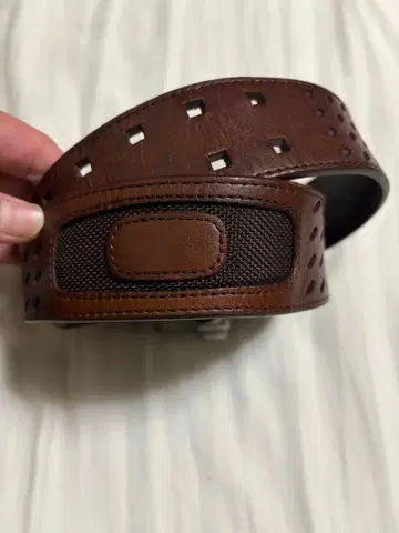 oakley 브라운 가죽 로고 버클 벨트