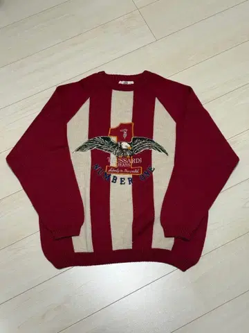 TRUSSARDI JEANS 이탈리아제 자수 니트 M 스트라이프