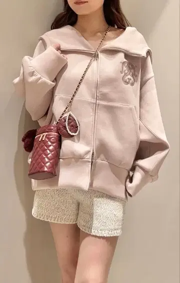 snidel 볼륨 후드티 핑크