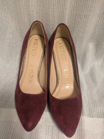 스웨이드 펌프스 23.5cm EE 와인 레드 계열