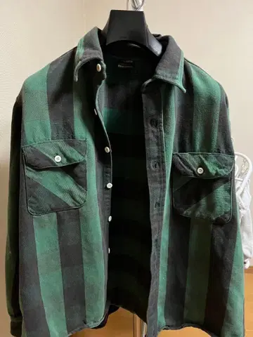 BIG YANK 그린 블랙 체크 플란넬 셔츠