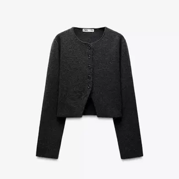 플레인 니트 크롭 가디건