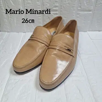 마리오 미나르디 베이지 가죽 로퍼 26cm