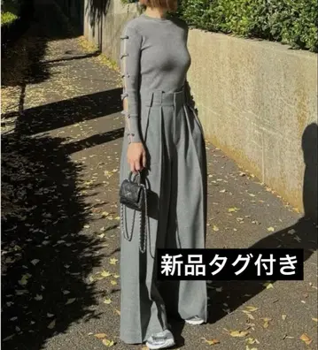 택 포함 새상품 시뉴 cygne 턱 와이드 팬츠 그레이 하의 lara