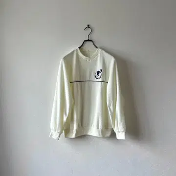 빈티지 파일 원단 풀오버 티셔츠 자수 레트로 새상품급 M 사이즈 멋스러운