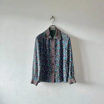 빈티지 올 패턴 셔츠 안감 꽃무늬 레트로 팝 걸리시 오샤레 컬러풀