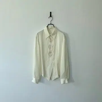 빈티지 일본제 자수 블라우스 드레스 셔츠 포멀 레트로 아이보리