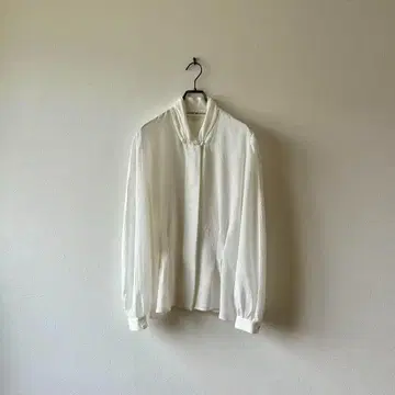 빈티지 숄카라 셔츠 하이넥 포멀 무지 L 페플럼 화이트