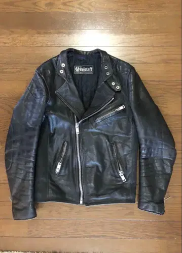 70s Belstaff 블랙 더블 라이더 자켓