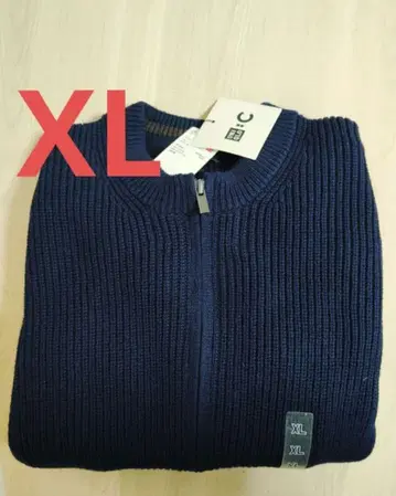 새상품 유니클로C 크루넥 풀 집업 가디건 네이비 XL 사이즈