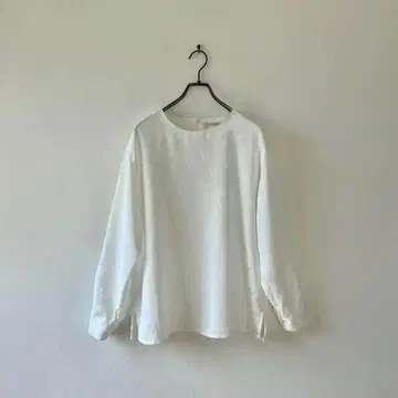 빈티지 일본제 노카라 셔츠 리본 무늬 새틴 블라우스 포멀 화이트