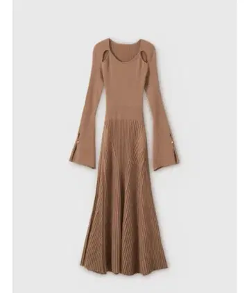 EMIY ISTOIRE 리브 니트 플레어 원피스 MOCA