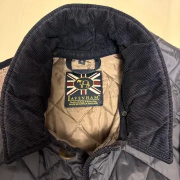 [ 사이즈 40 ] LAVENHAM 네이비 퀼팅 자켓 후드 부착