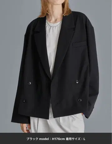 LOOSE 루스 드레이프 오버 더블 숏 자켓 블랙 S