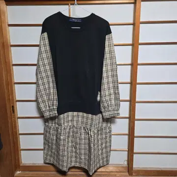 블랙 체크 원피스