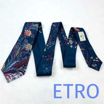 에트로 실크 넥타이 꽃무늬 네이비 이탈리아제 ETRO Milano