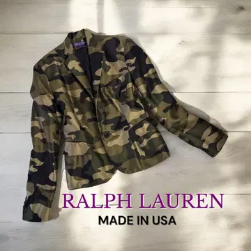 랄프 로렌 실크 100% 퍼플 라벨 카모플라주 여성용 자켓