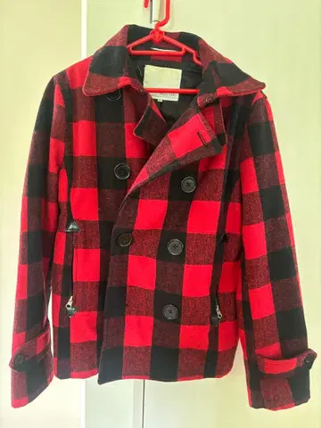 훌라 빨검 체크 무늬 퀼팅 안감 P 코트 S~M 겨울 상품