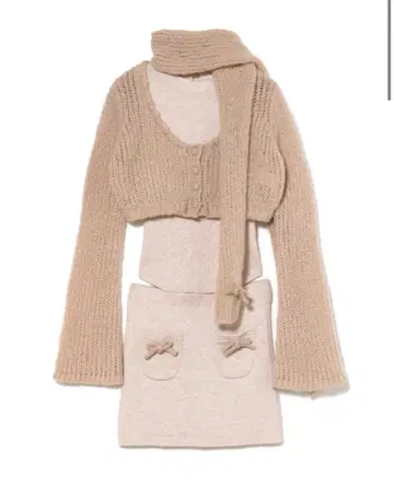 andmary Zoff muffler knit set up beige