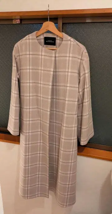 GREEN LABEL RELAXING 롱 코트 베이지 체크