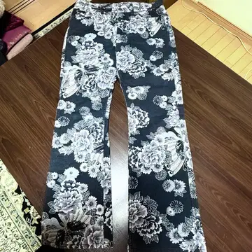 GLAMDY 글램디 일본풍 꽃무늬 팬츠 일본풍 패턴 모란 나비 사이즈 3