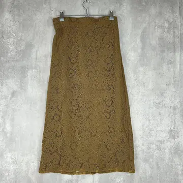 편집 중 유어즈 레이스 타이트 롱 스커트 카키 브라운