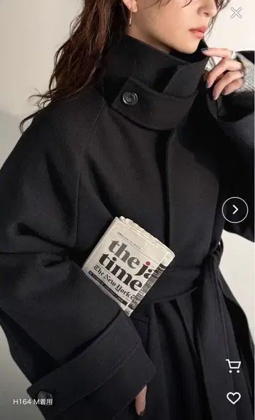 카라 2way 비익 스탠드 울 체크 스텐카라 코트 (롱 기장)