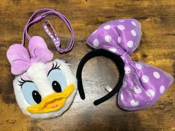 도쿄 디즈니 미니 리본 도트 머리띠 퍼플 데이지 패스케이스 세트