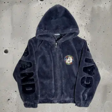 GALFY 갈피 퍼 자켓 자수 빅 로고 블루종 L