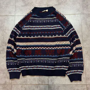 덴마크제 빈티지 페어아일 패턴 울 혼방 니트 스웨터