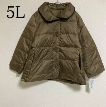 싸개 버튼 배색 다운 자켓 긴팔 아우터 빅 사이즈 5L 브론즈