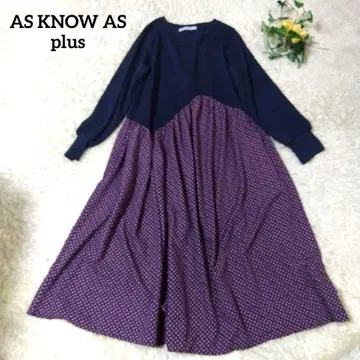 아즈노우아즈 플러스 비대칭 디자인 이소재 절개 롱 원피스