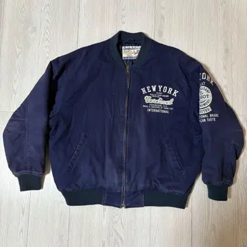 Be-Hot 자수 블루종 L 네이비 와펜 로고 충전솜 남성용