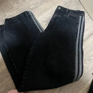 adidas 블랙 데님 스트라이프 24-26