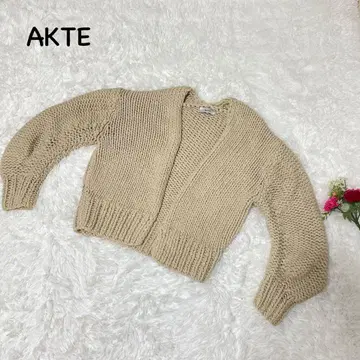 AKTE [ F ] 니트 가디건 하이 게이지 니트 코튼 버튼리스