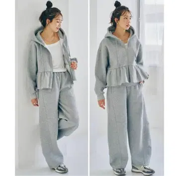 새상품 맨투맨 와이드 팬츠 속기모 L 사이즈