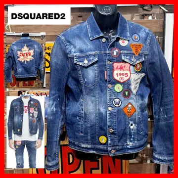 정가 14만 Dsquared2 스트레치 멀티 와펜 데님 자켓 L