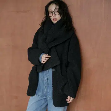 [ 새상품 ] AMELY 노카라 보아 자켓 머플러 포함