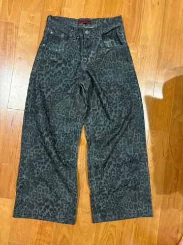 Jaded London 레오파드 무늬 와이드 레그 청바지 W28