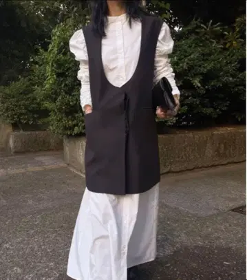 AMERI CURVE LINE VEST SET SHIRT DRESS